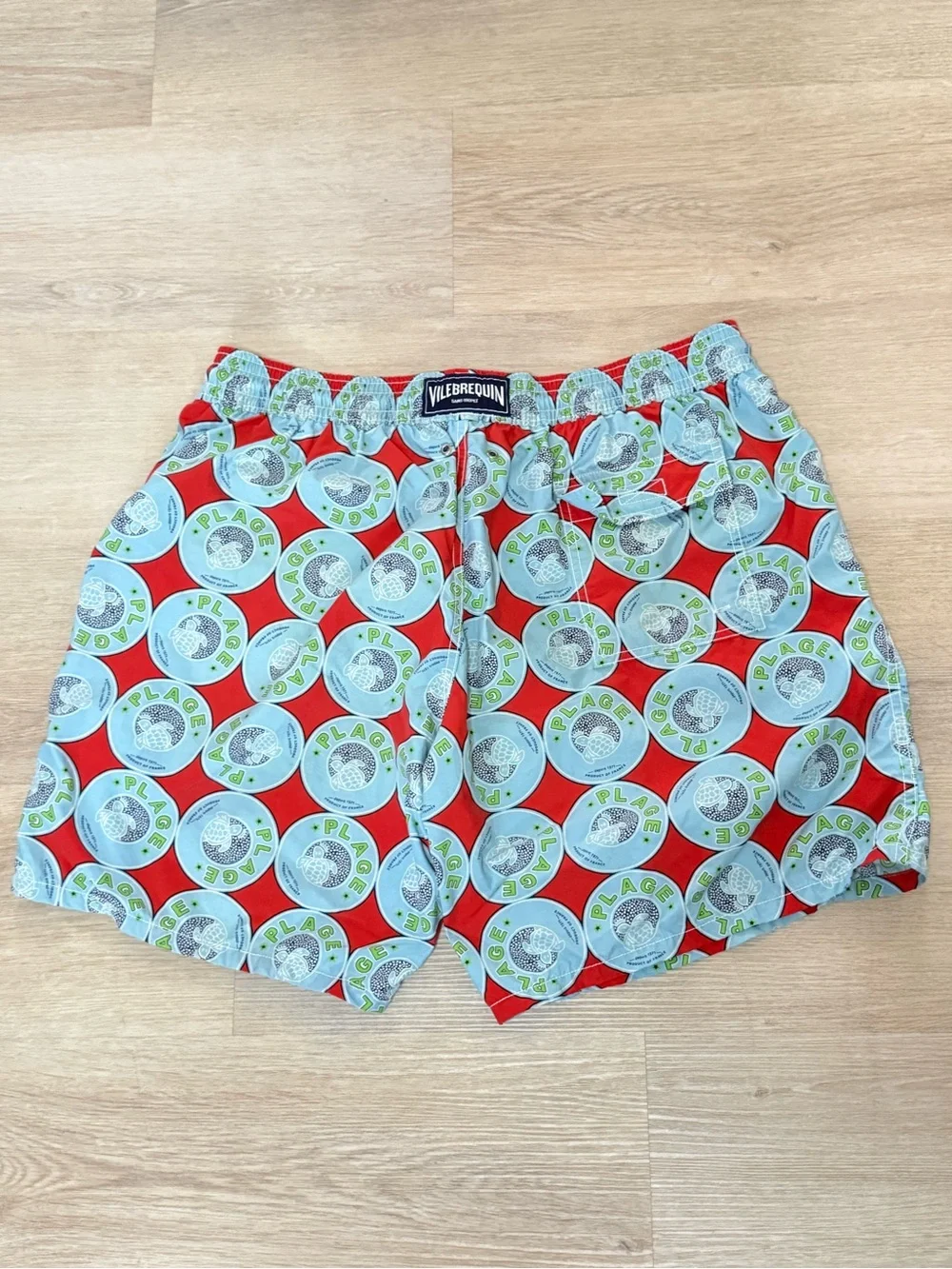 Vilebrequin Red & Light Blue Printed Swim Shorts